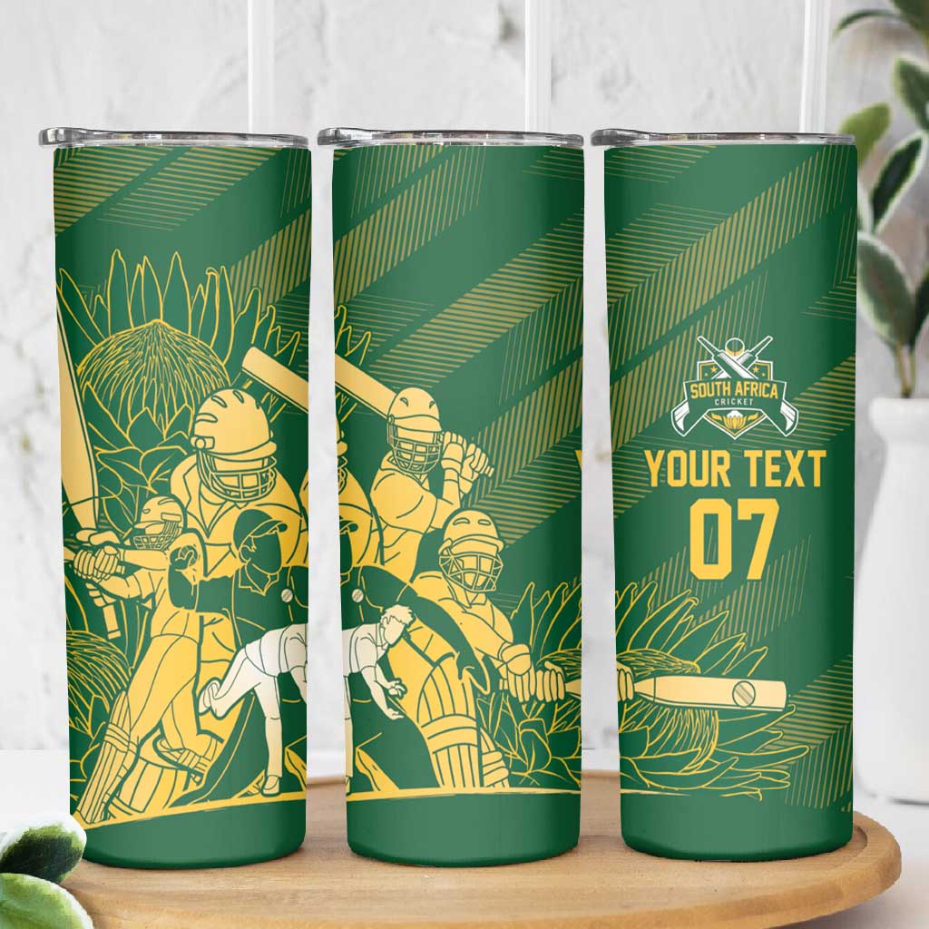 Custom South Africa Cricket Champion Skinny Tumbler Proteas Rock The World - African Pride