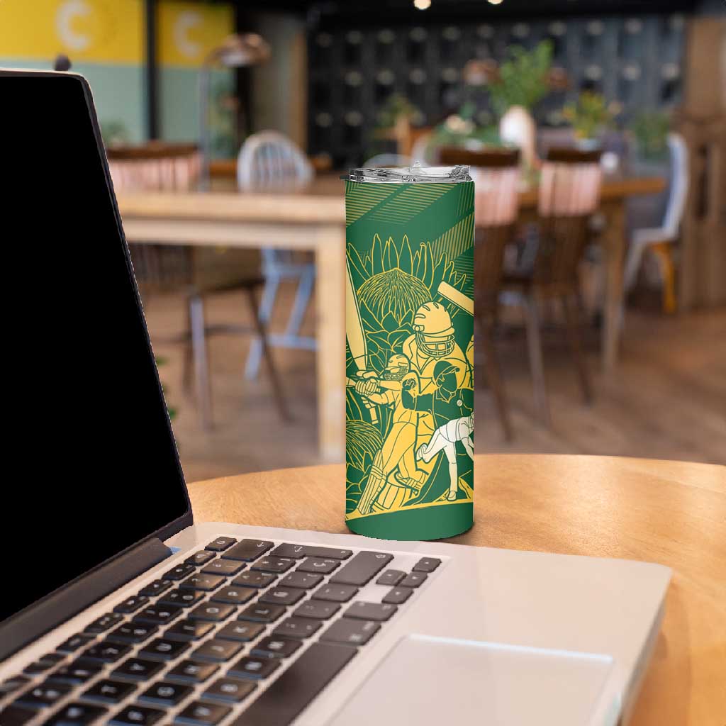 Custom South Africa Cricket Champion Skinny Tumbler Proteas Rock The World - African Pride