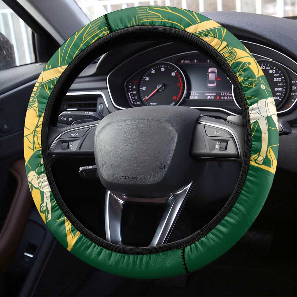 South Africa Cricket Champion Steering Wheel Cover Proteas Rock The World - African Pride