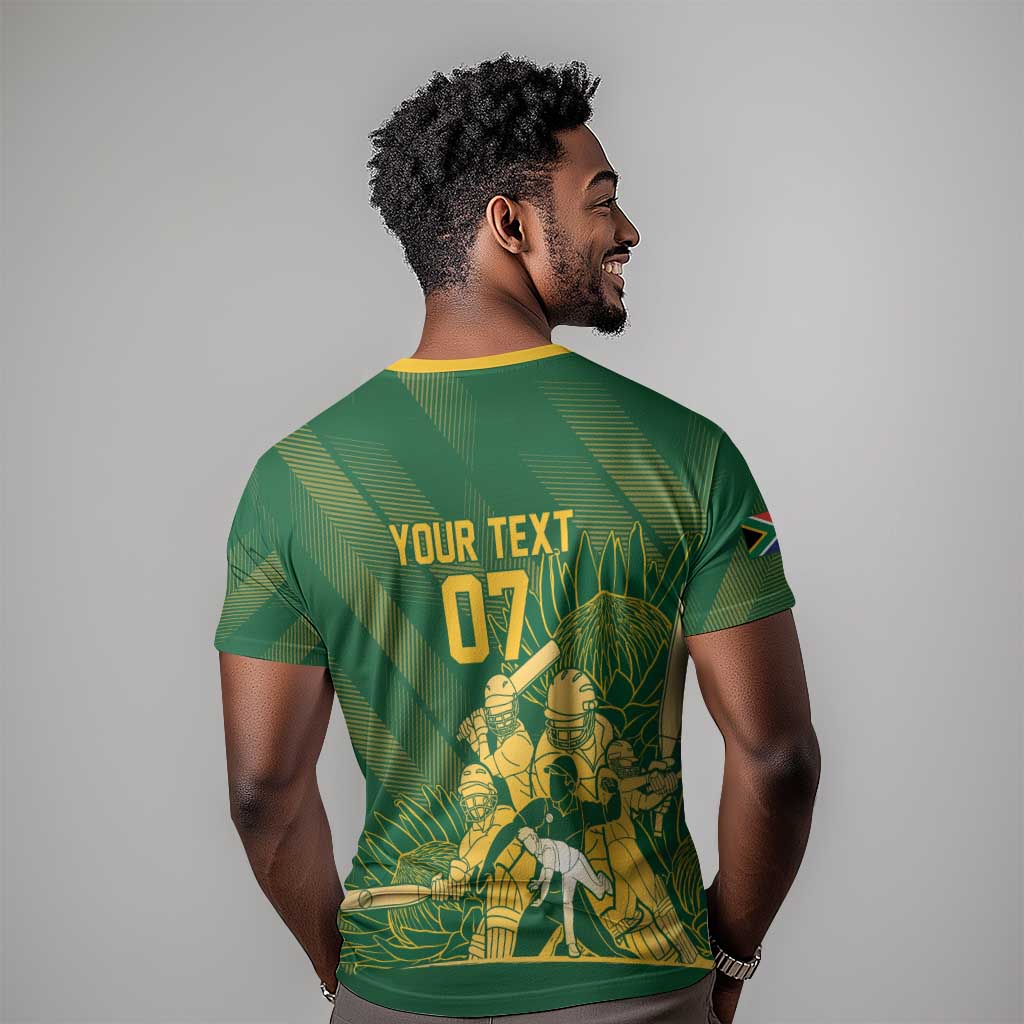 Custom South Africa Cricket Champion T shirt Proteas Rock The World - African Pride