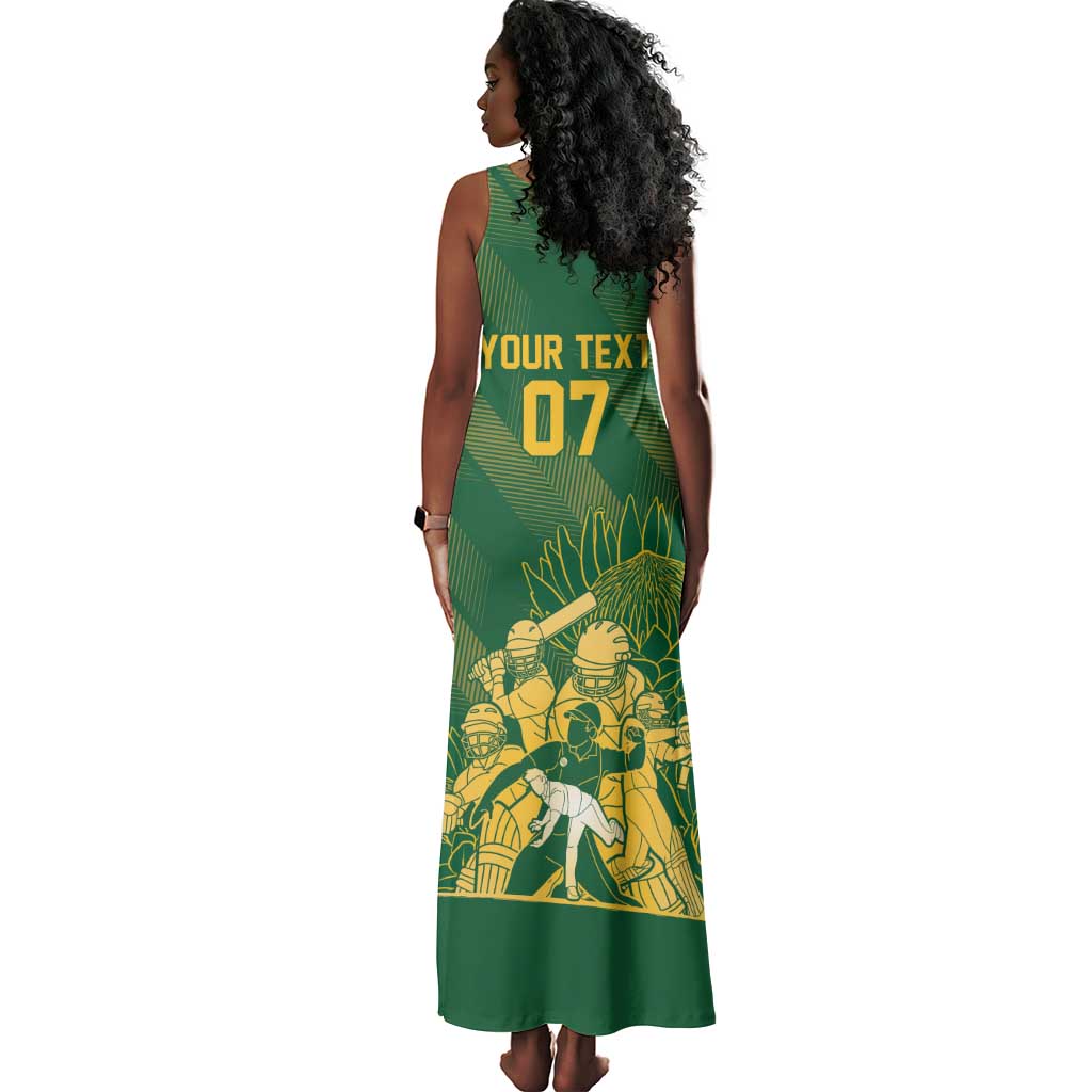 Custom South Africa Cricket Champion Tank Maxi Dress Proteas Rock The World - African Pride