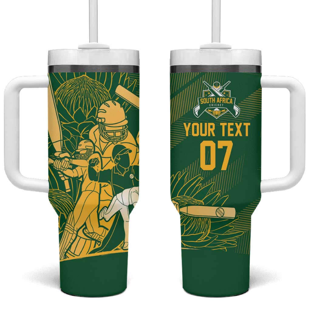 Custom South Africa Cricket Champion Tumbler With Handle Proteas Rock The World - African Pride