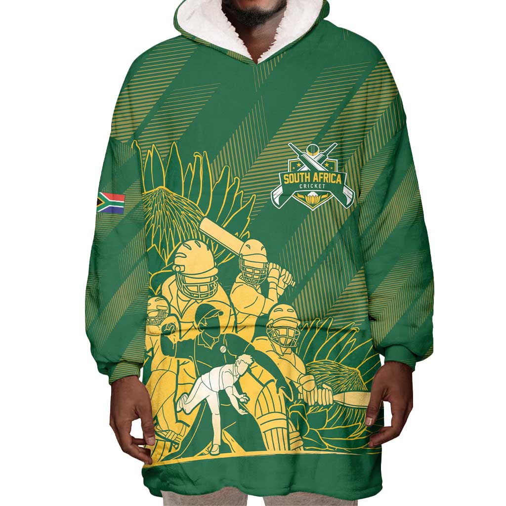 Custom South Africa Cricket Champion Wearable Blanket Hoodie Proteas Rock The World - African Pride