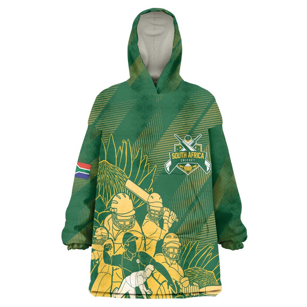 Custom South Africa Cricket Champion Wearable Blanket Hoodie Proteas Rock The World - African Pride