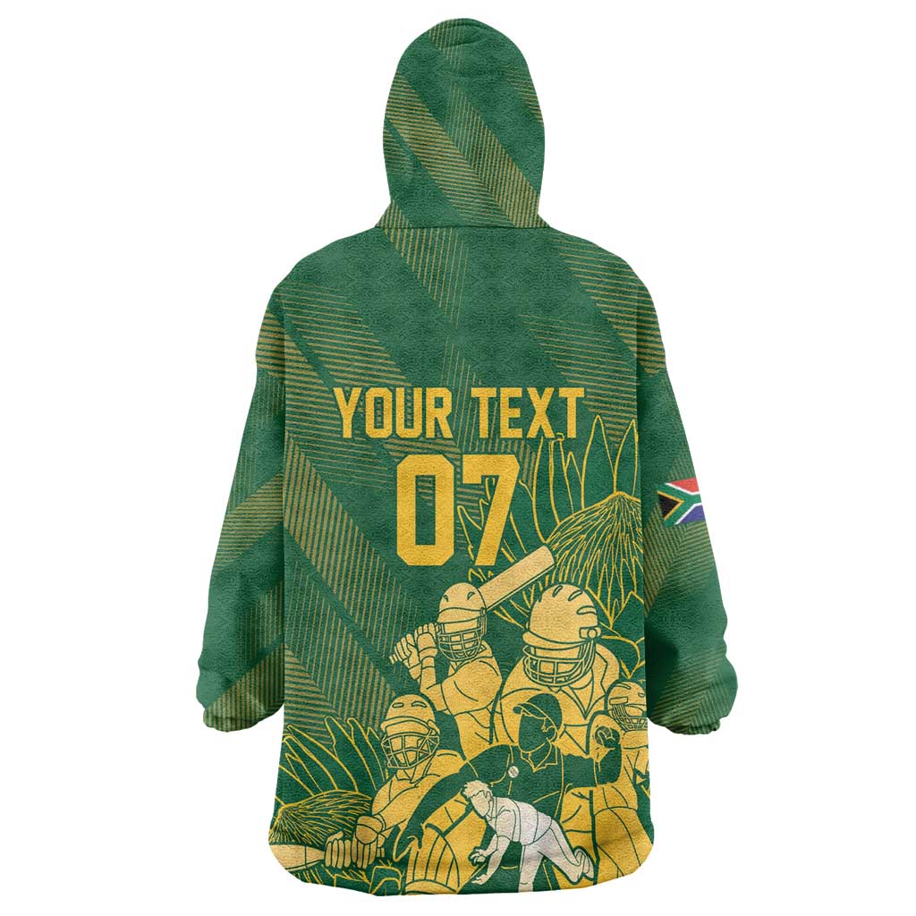 Custom South Africa Cricket Champion Wearable Blanket Hoodie Proteas Rock The World - African Pride