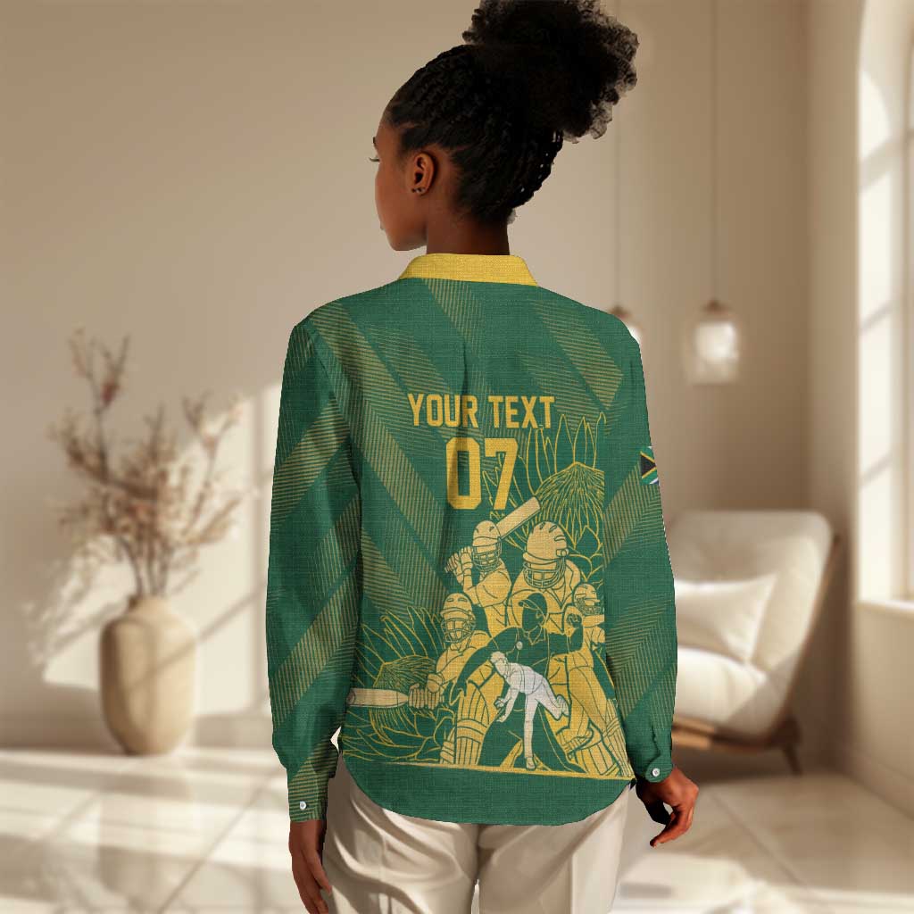 Custom South Africa Cricket Champion Women Casual Shirt Proteas Rock The World - African Pride