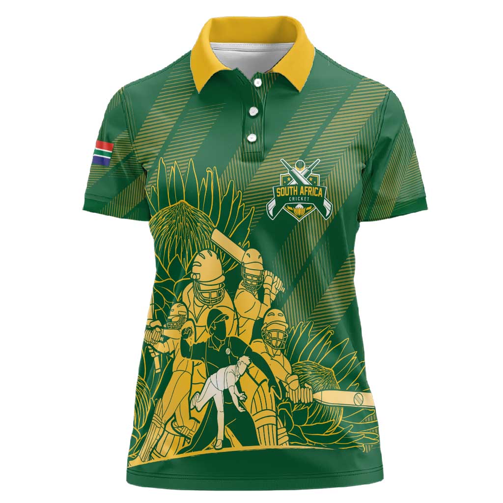 Custom South Africa Cricket Champion Women Polo Shirt Proteas Rock The World - African Pride