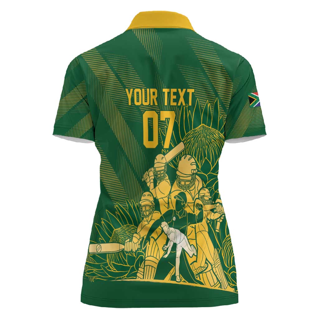 Custom South Africa Cricket Champion Women Polo Shirt Proteas Rock The World - African Pride