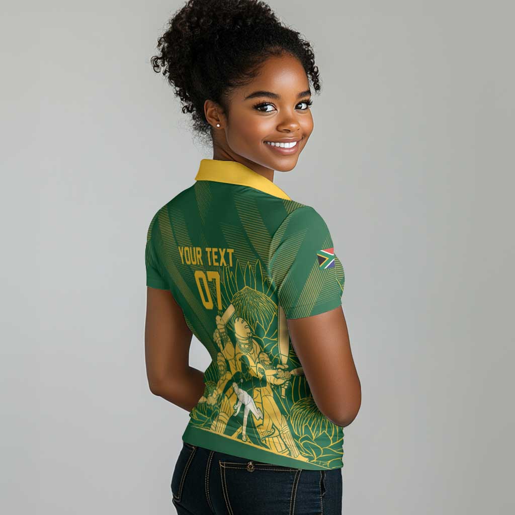Custom South Africa Cricket Champion Women Polo Shirt Proteas Rock The World - African Pride