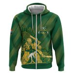 Custom South Africa Cricket Champion Zip Hoodie Proteas Rock The World - African Pride