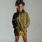Personalised South African Heritage Day Hoodie Dress Kente Ethnic Patterns Mix Protea