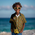 Personalised South African Heritage Day Kid Hawaiian Shirt Kente Ethnic Patterns Mix Protea