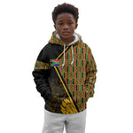 Personalised South African Heritage Day Kid Hoodie Kente Ethnic Patterns Mix Protea