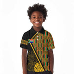Personalised South African Heritage Day Kid Polo Shirt Kente Ethnic Patterns Mix Protea