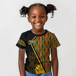 Personalised South African Heritage Day Kid T shirt Kente Ethnic Patterns Mix Protea