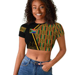 Personalised South African Heritage Day Raglan Cropped T shirt Kente Ethnic Patterns Mix Protea