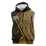 Personalised South African Heritage Day Sleeveless Hoodie Kente Ethnic Patterns Mix Protea - African Pride