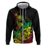 Personalised Jawaiian Reggae Zip Hoodie Afro-Polynesian Style