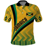Personalised Jamaica Polo Shirt Kente Pattern Basic - Yellow