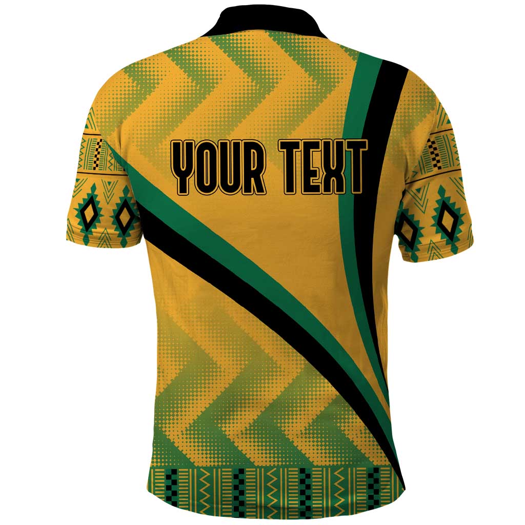 Personalised Jamaica Polo Shirt Kente Pattern Basic - Yellow