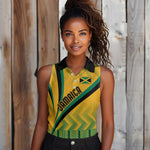Personalised Jamaica Women Sleeveless Polo Shirt Kente Pattern Basic - Yellow