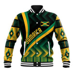 Personalised Jamaica Baseball Jacket Kente Pattern Basic - Black LT7
