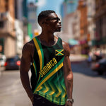 Personalised Jamaica Men Tank Top Kente Pattern Basic - Black