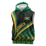 Personalised Jamaica Sleeveless Hoodie Kente Pattern Basic - Black - African Pride