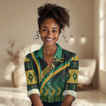 Personalised Jamaica Women Casual Shirt Kente Pattern Basic - Black LT7
