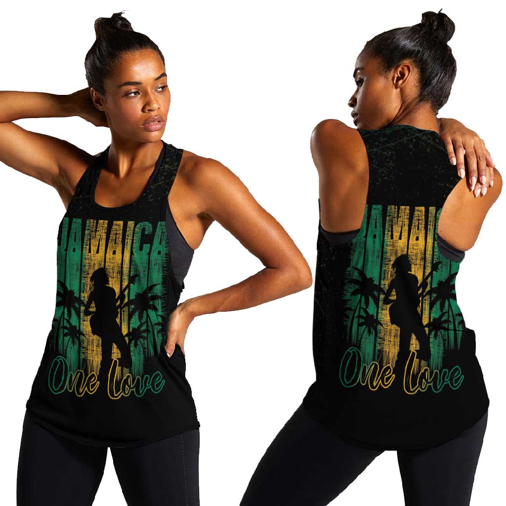 Afro-Jamaican One Love Grunge Women Racerback Tank Jamrock - African Pride