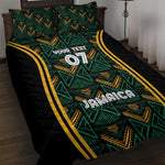 Afro-Jamaica Custom Quilt Bed Set Reggae Boyz Ethnic Motifs
