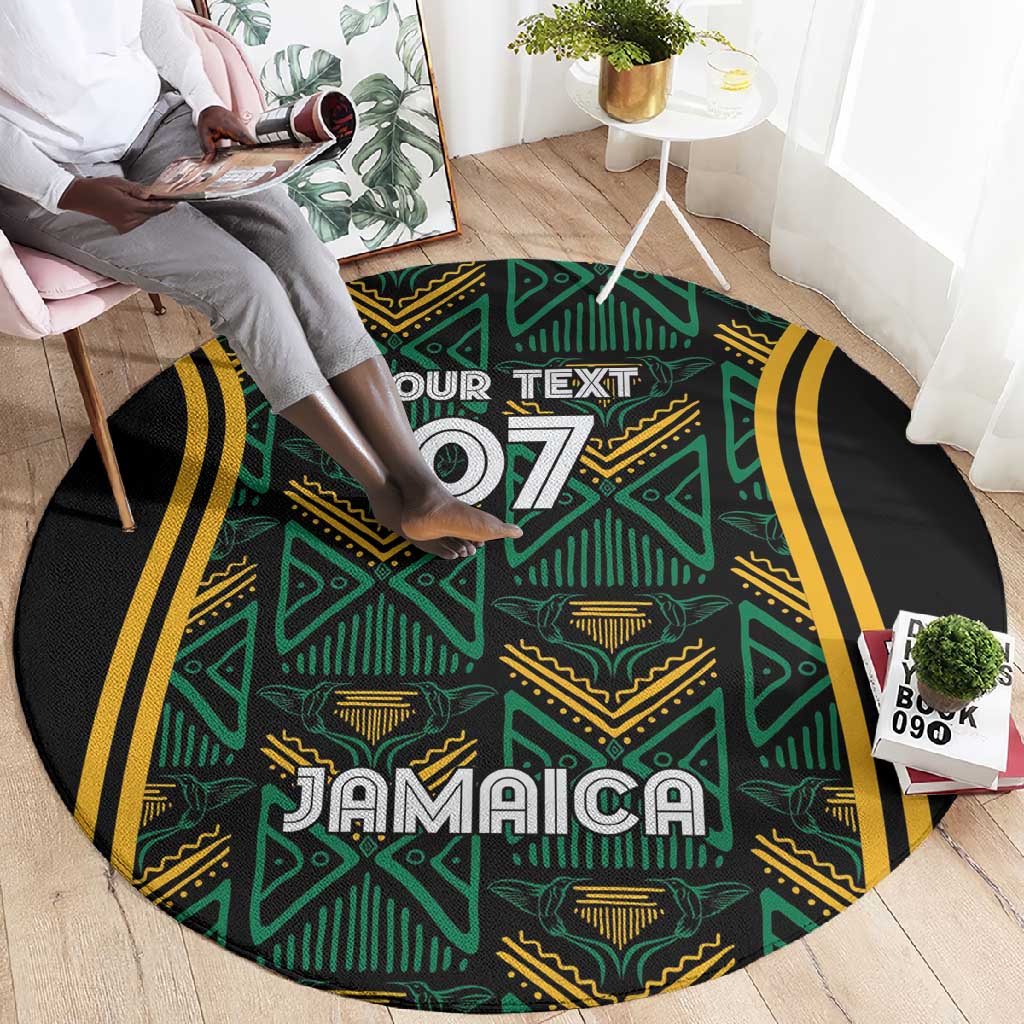 Afro-Jamaica Custom Round Carpet Reggae Boyz Ethnic Motifs