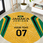 Afro-Jamaica Custom Round Carpet Golden Ethnic Motifs