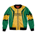 Afro-Jamaica Custom Sleeve Zip Bomber Jacket Golden Ethnic Motifs