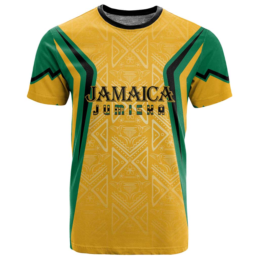 Afro-Jamaica Custom T shirt Golden Ethnic Motifs