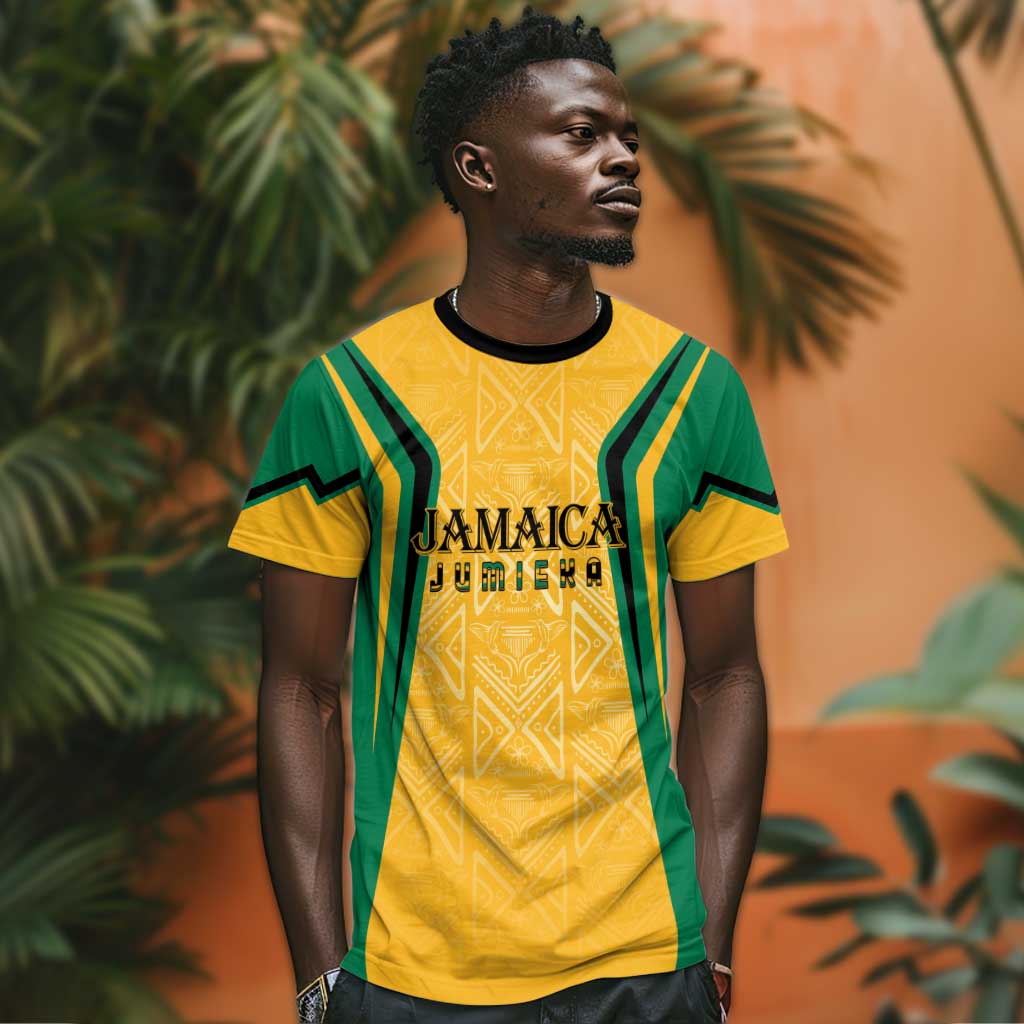 Afro-Jamaica Custom T shirt Golden Ethnic Motifs