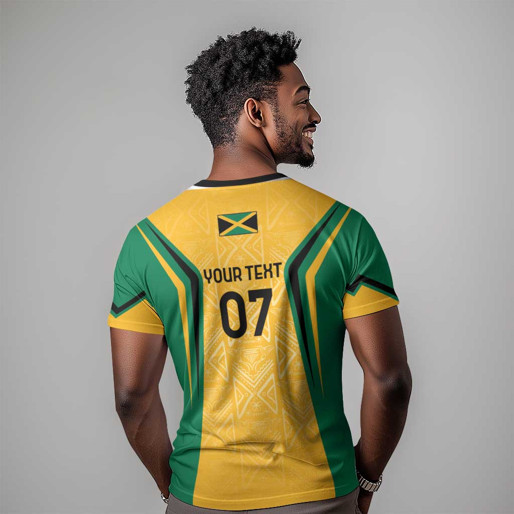 Afro-Jamaica Custom T shirt Golden Ethnic Motifs