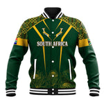 Personalised South African Heritage Day Baseball Jacket Kente Ethnic Patterns Mix Springboks LT7