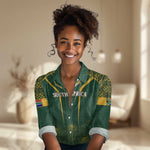 Personalised South African Heritage Day Women Casual Shirt Kente Ethnic Patterns Mix Springboks LT7