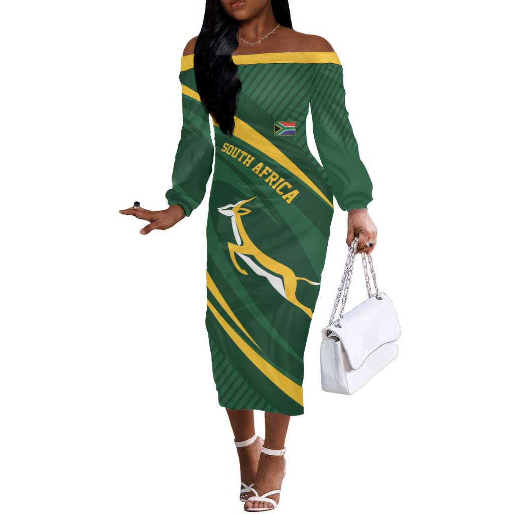 Personalized South Africa Bokke Off The Shoulder Long Sleeve Dress Minimalism Style