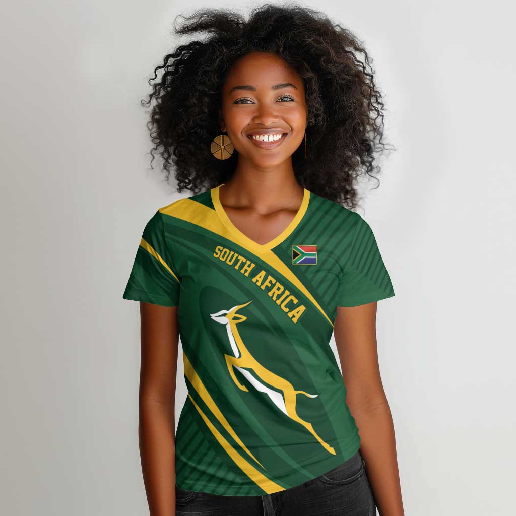 Personalized South Africa Bokke Women V-Neck T-Shirt Minimalism Style