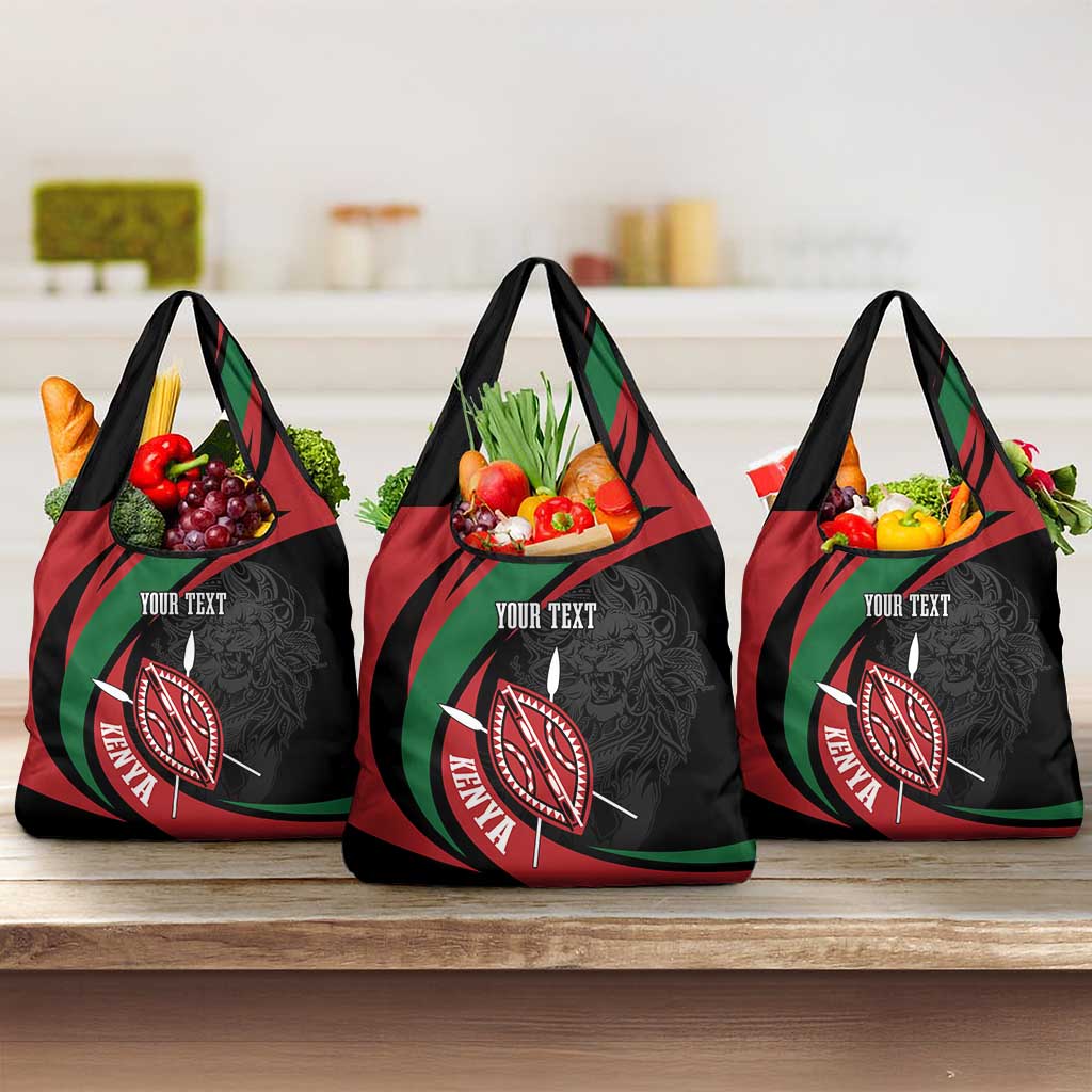 Kenya Personalized Grocery Bag Mashujaa Day Lion Warrior