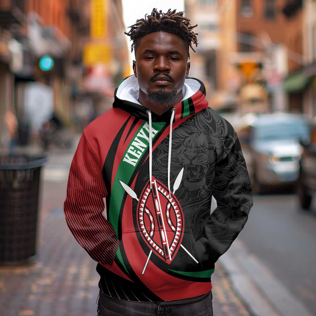 Kenya Personalized Hoodie Mashujaa Day Lion Warrior