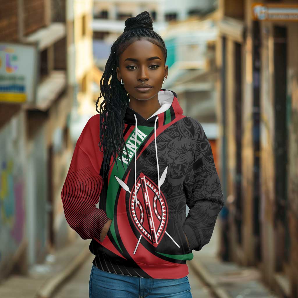 Kenya Personalized Hoodie Mashujaa Day Lion Warrior