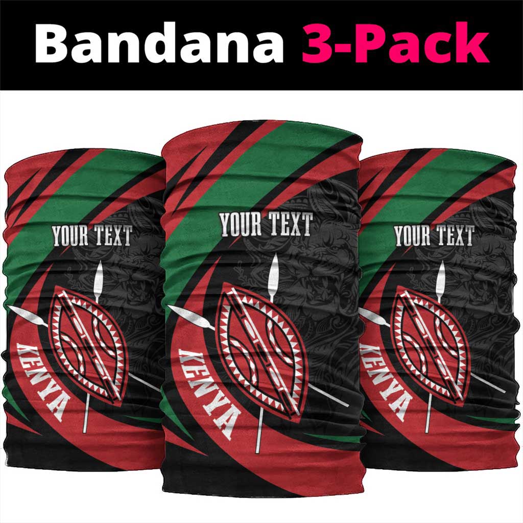 Kenya Personalized Neck Gaiter Mashujaa Day Lion Warrior LT7