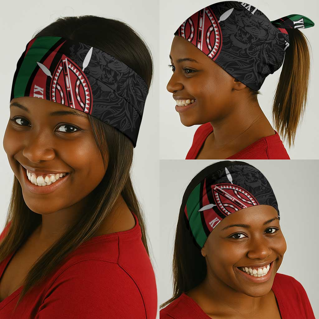 Kenya Personalized Neck Gaiter Mashujaa Day Lion Warrior LT7
