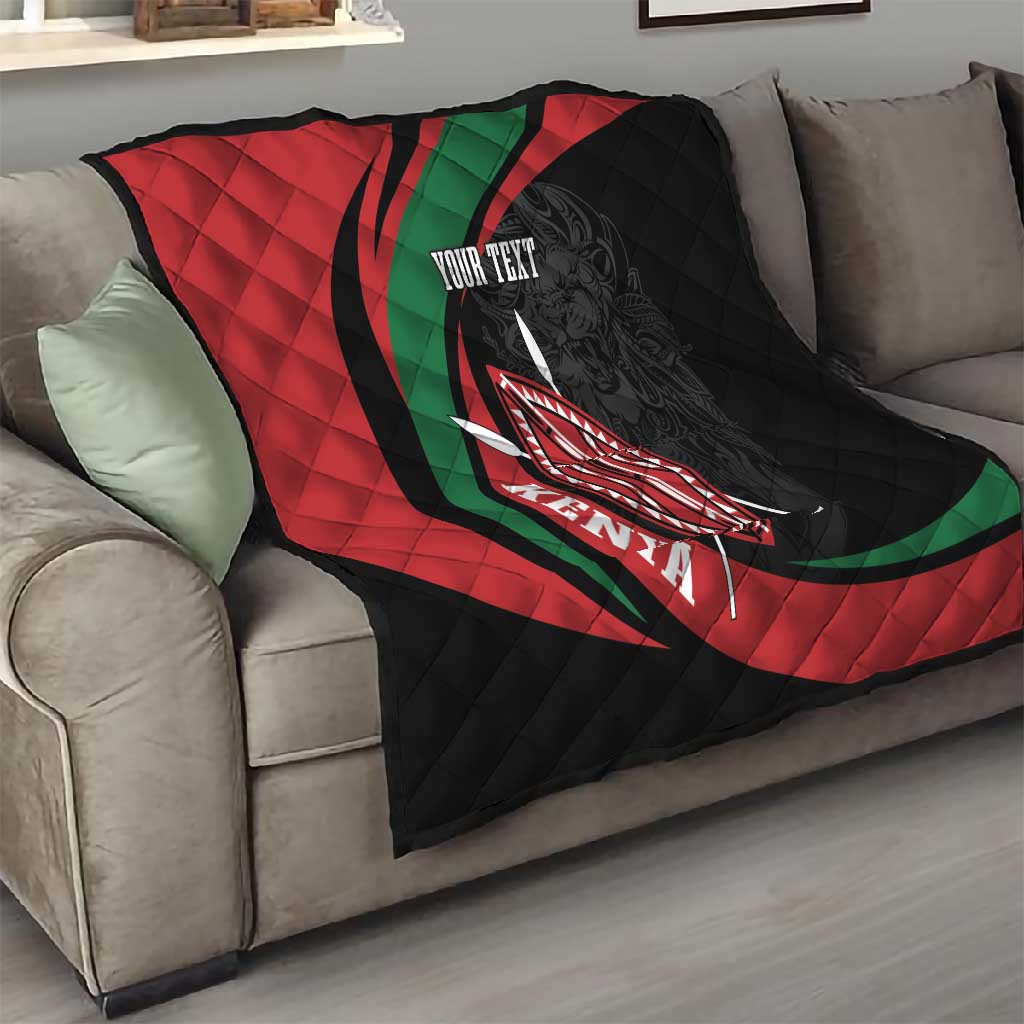 Kenya Personalized Quilt Mashujaa Day Lion Warrior