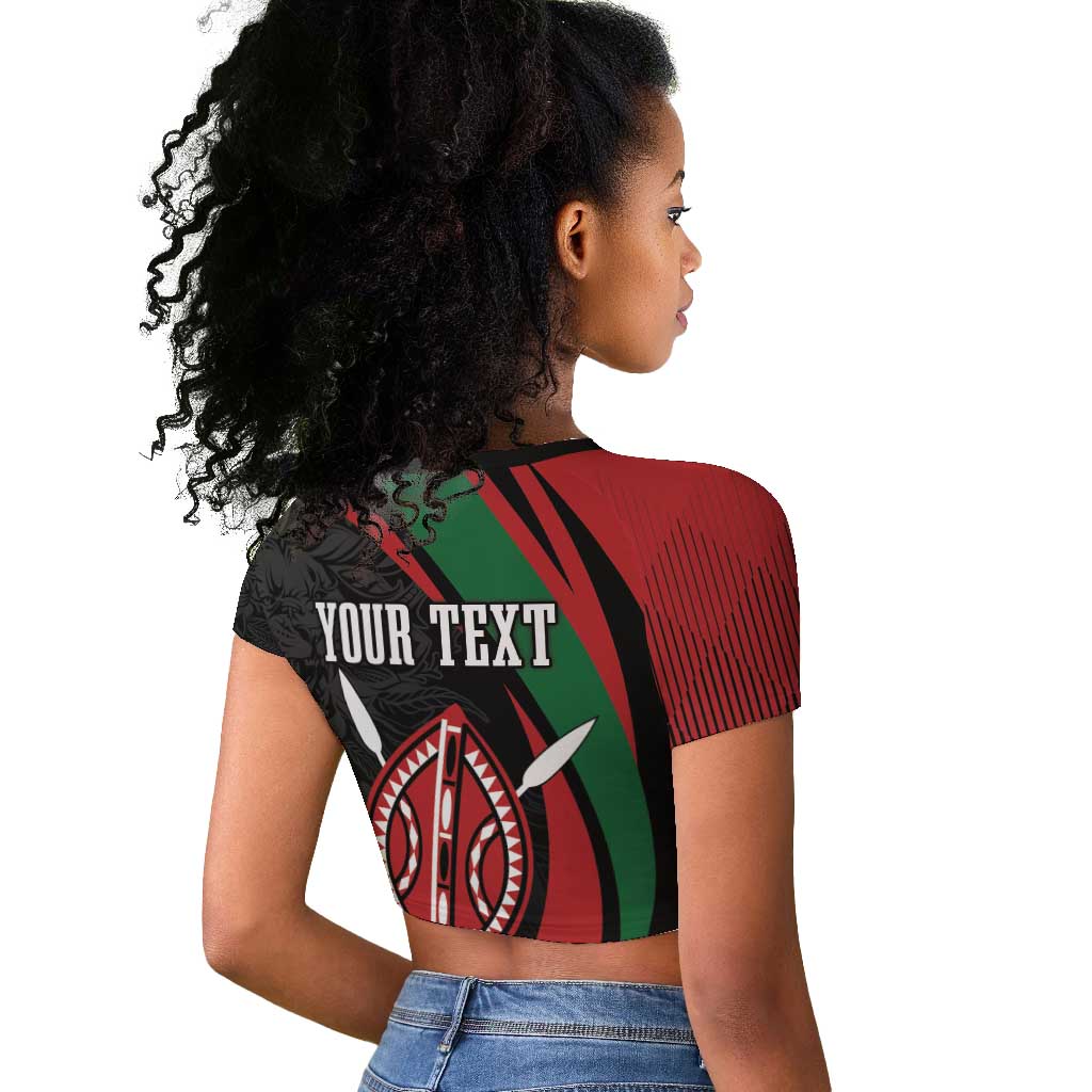 Kenya Personalized Raglan Cropped T shirt Mashujaa Day Lion Warrior