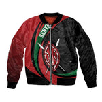 Kenya Personalized Sleeve Zip Bomber Jacket Mashujaa Day Lion Warrior