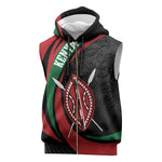 Kenya Personalized Sleeveless Zip Hoodie Mashujaa Day Lion Warrior - African Pride